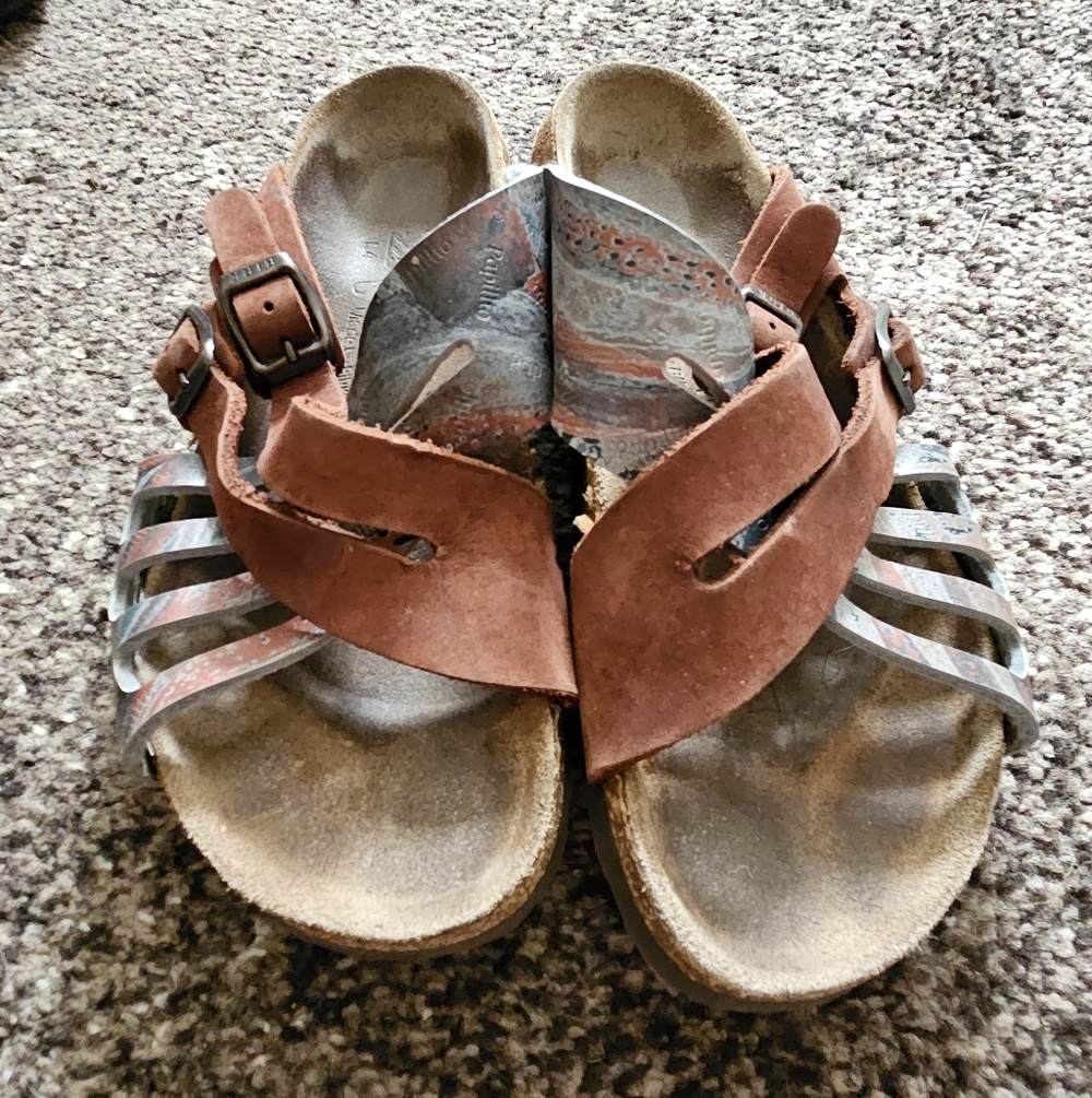 Birkenstock Women's Sandals in Brown and Gray - Size 35 Fits Like 5.5 To 6